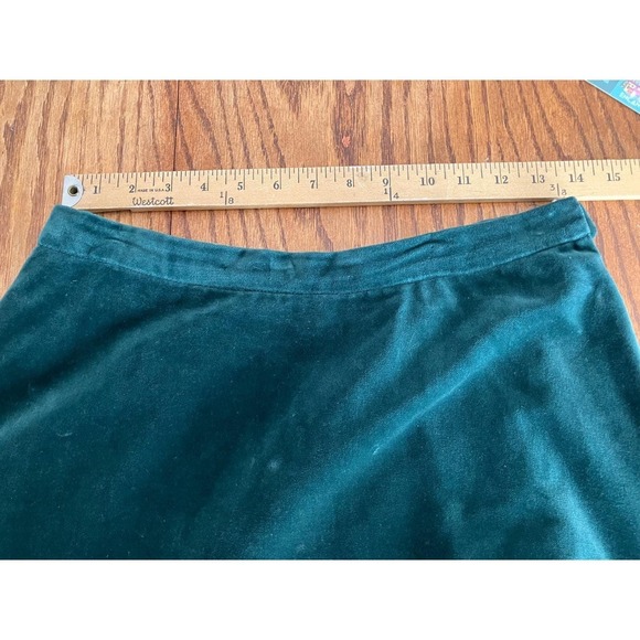 True Vintage 70s Emerald Green Velvet Skirt Size Small A Line Lined Elegant - Picture 6 of 8